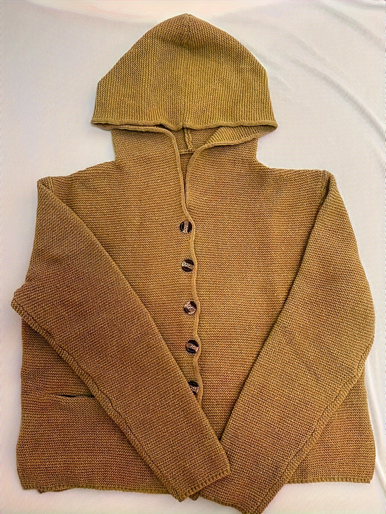 Grauer Kapuzen-Cardigan mit Knöpfen - Lara