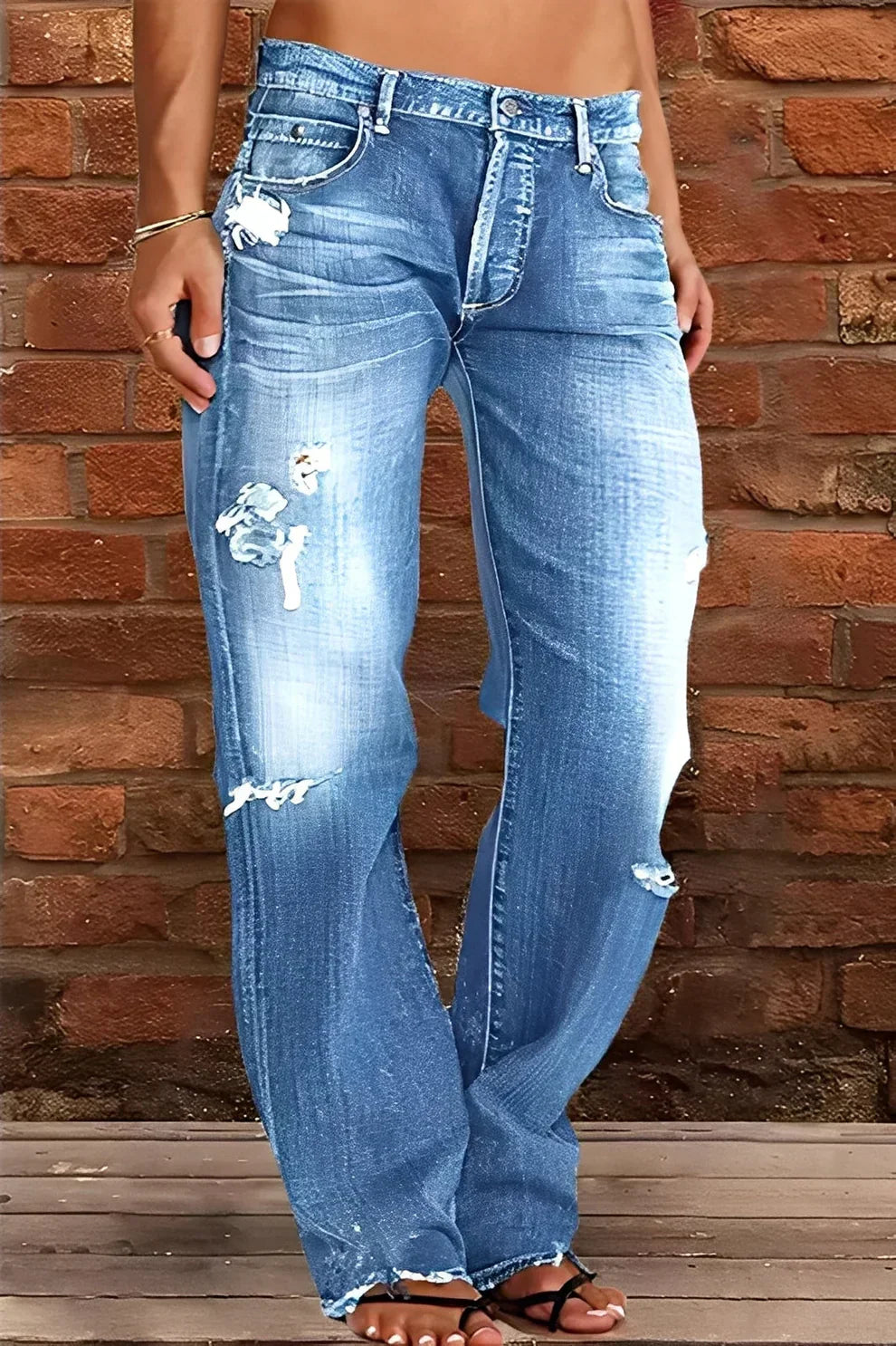 Demetria klassische jeans mit niedriger taille und waschung – damen