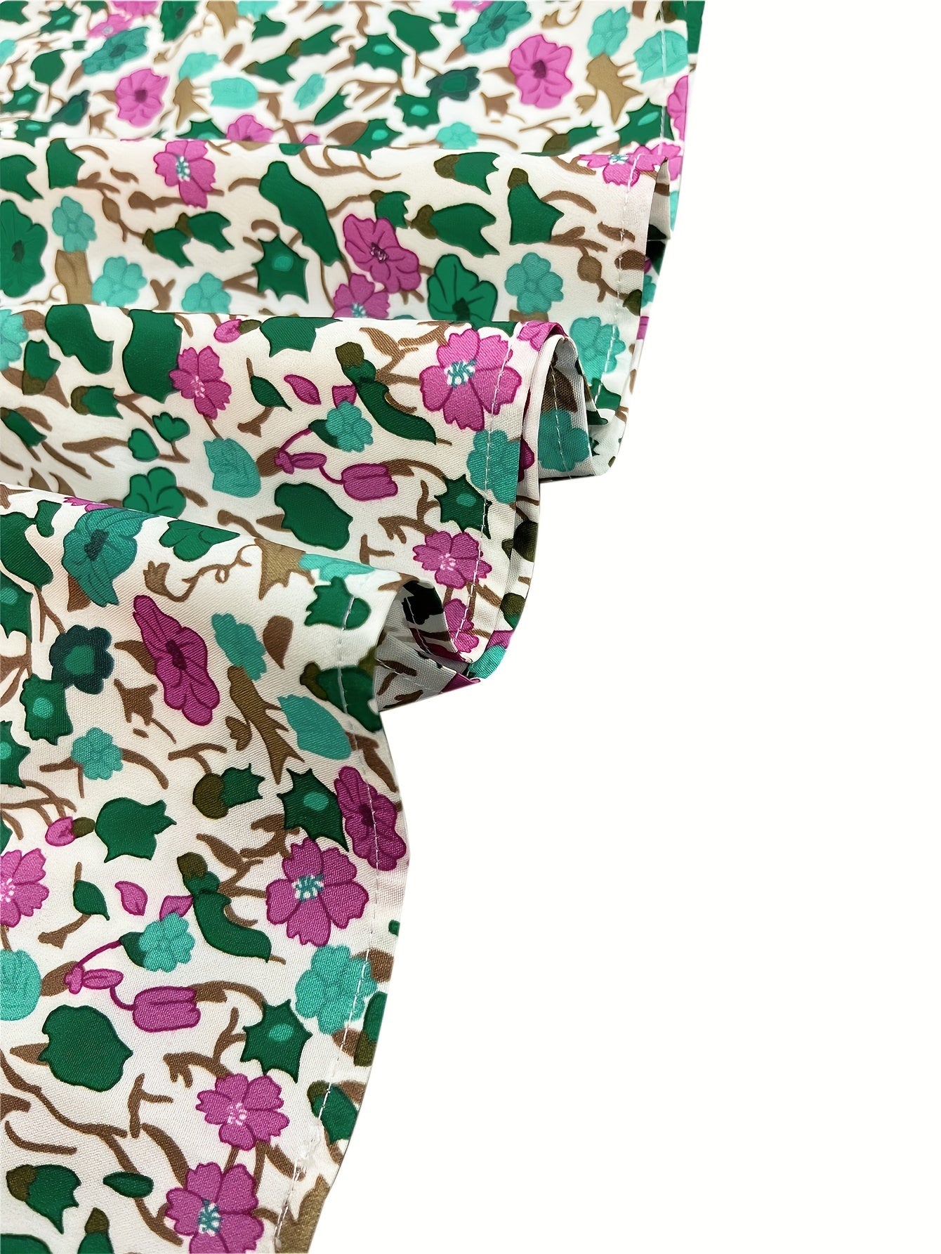 Grünes Blumenkleid mit Knopfleiste und Gürtel - Lena