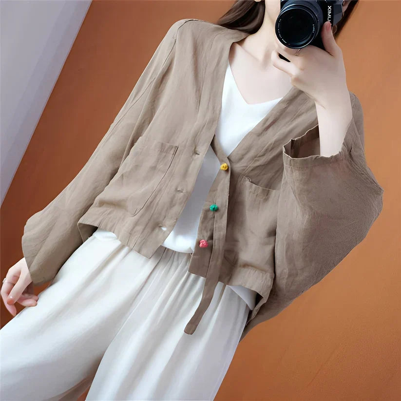 Shelia lockerer, kurzer cardigan mit taschen – damen