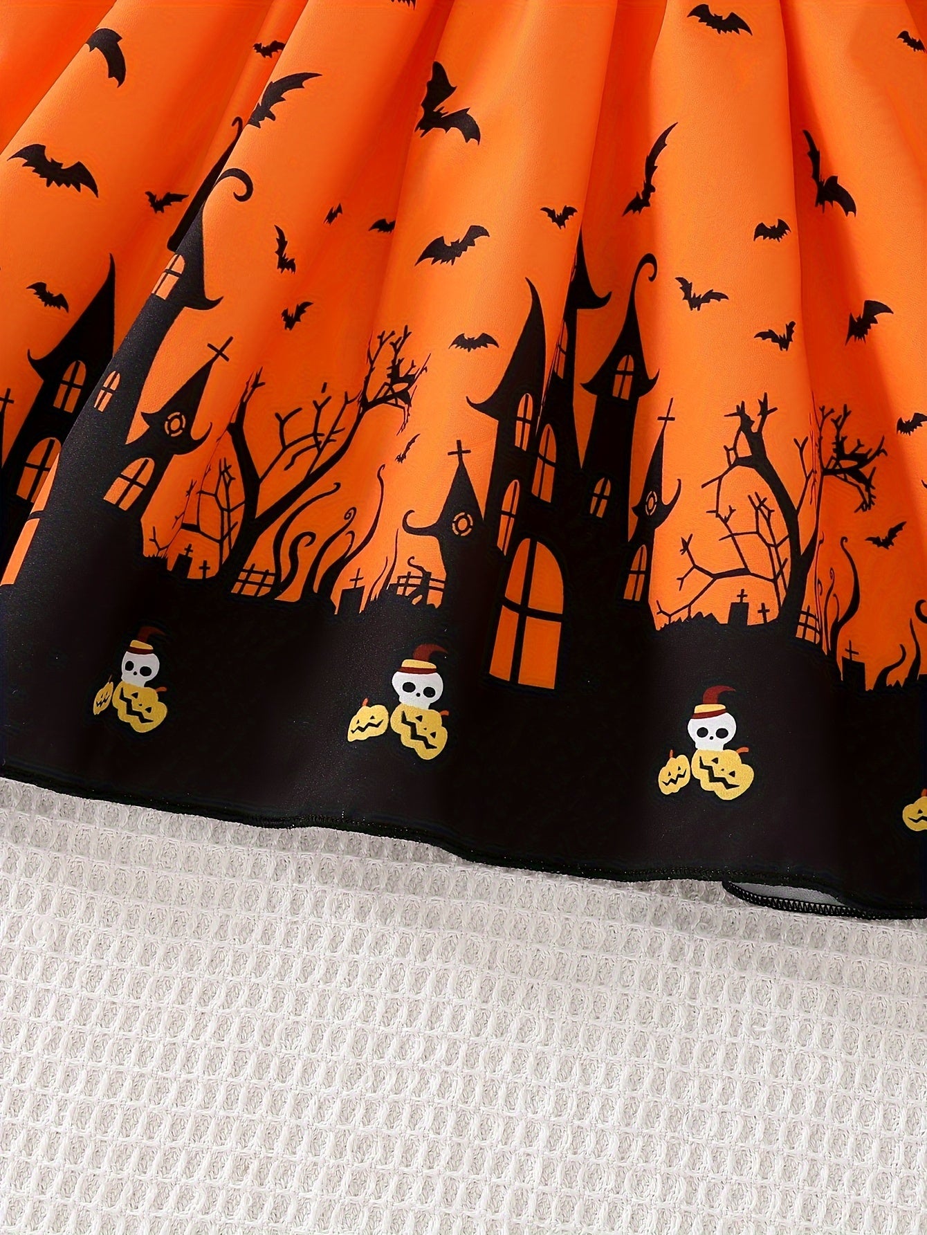 Mädchen Halloween-Kleid mit Mesh-Langarm und verspieltem Print