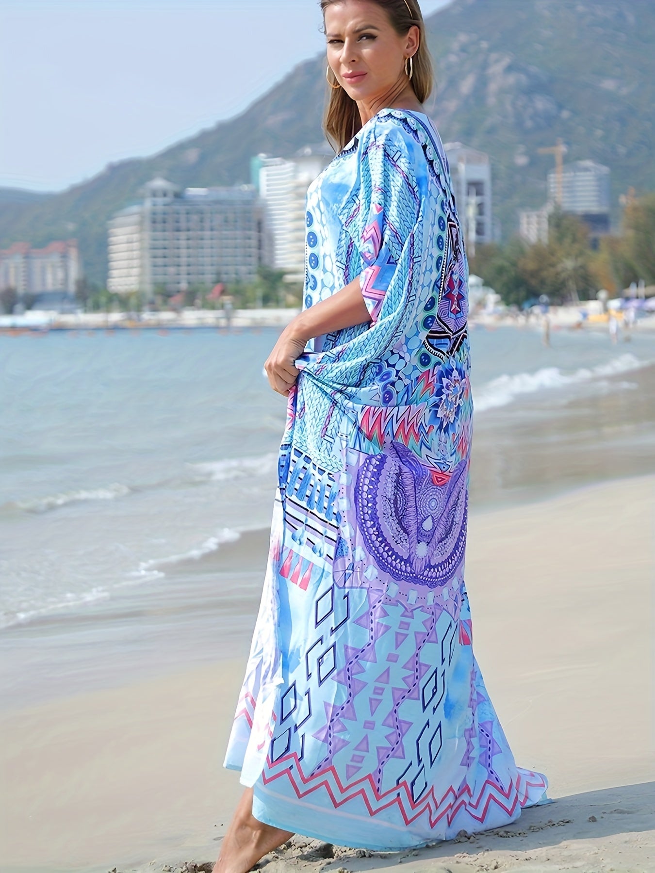 Blaues Boho Kaftan Kleid - Mia