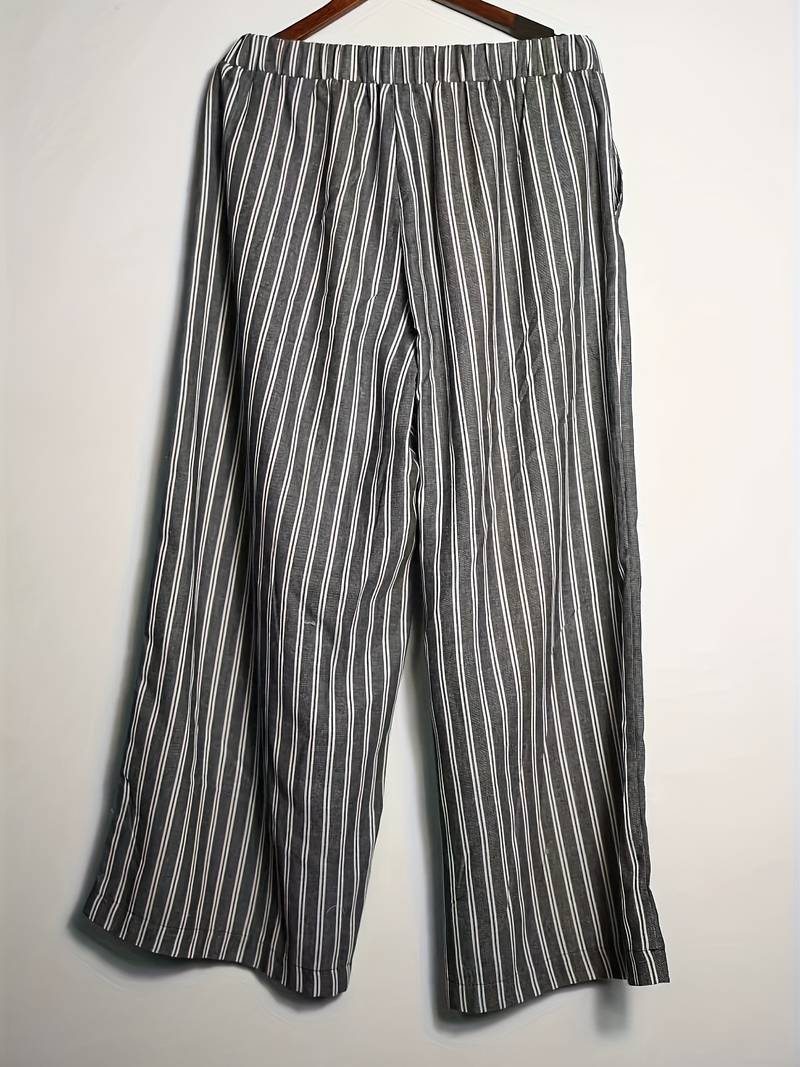 Weite Streifenhose Weiß - Julia