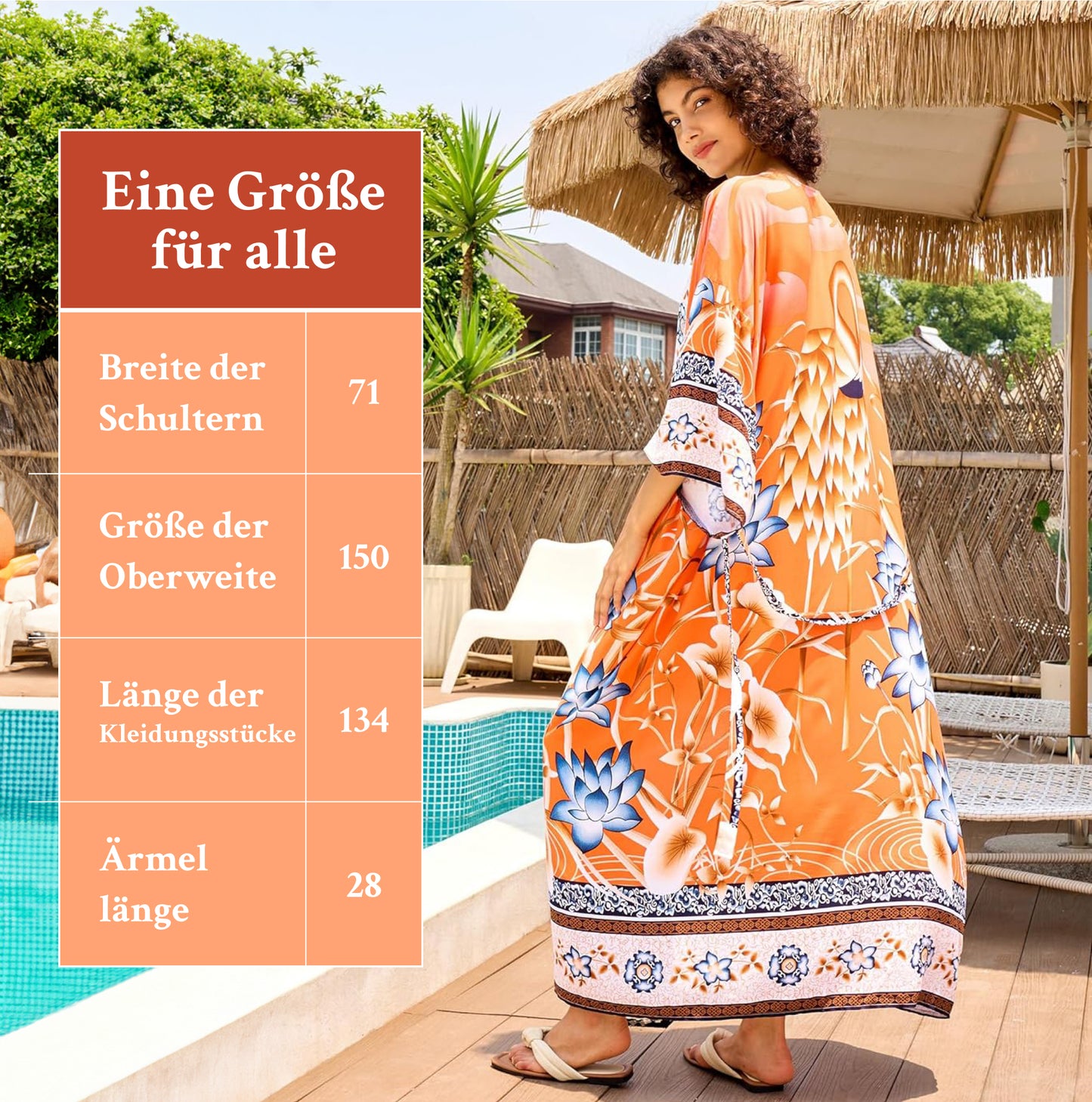 Sofia | Leichter Roter Blumen-Kimono mit Batwing-Ärmeln