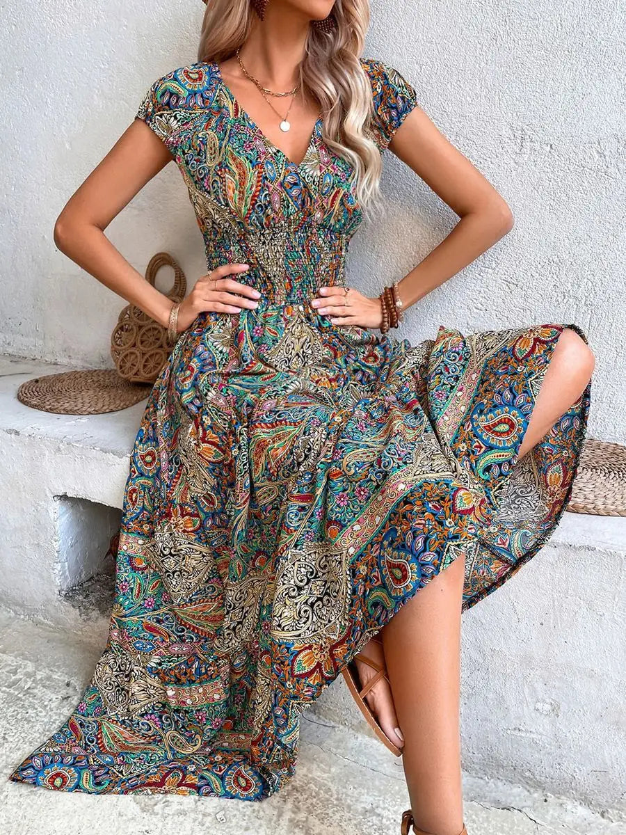 Amira - Böhmisches Maxikleid mit Paisley-Muster