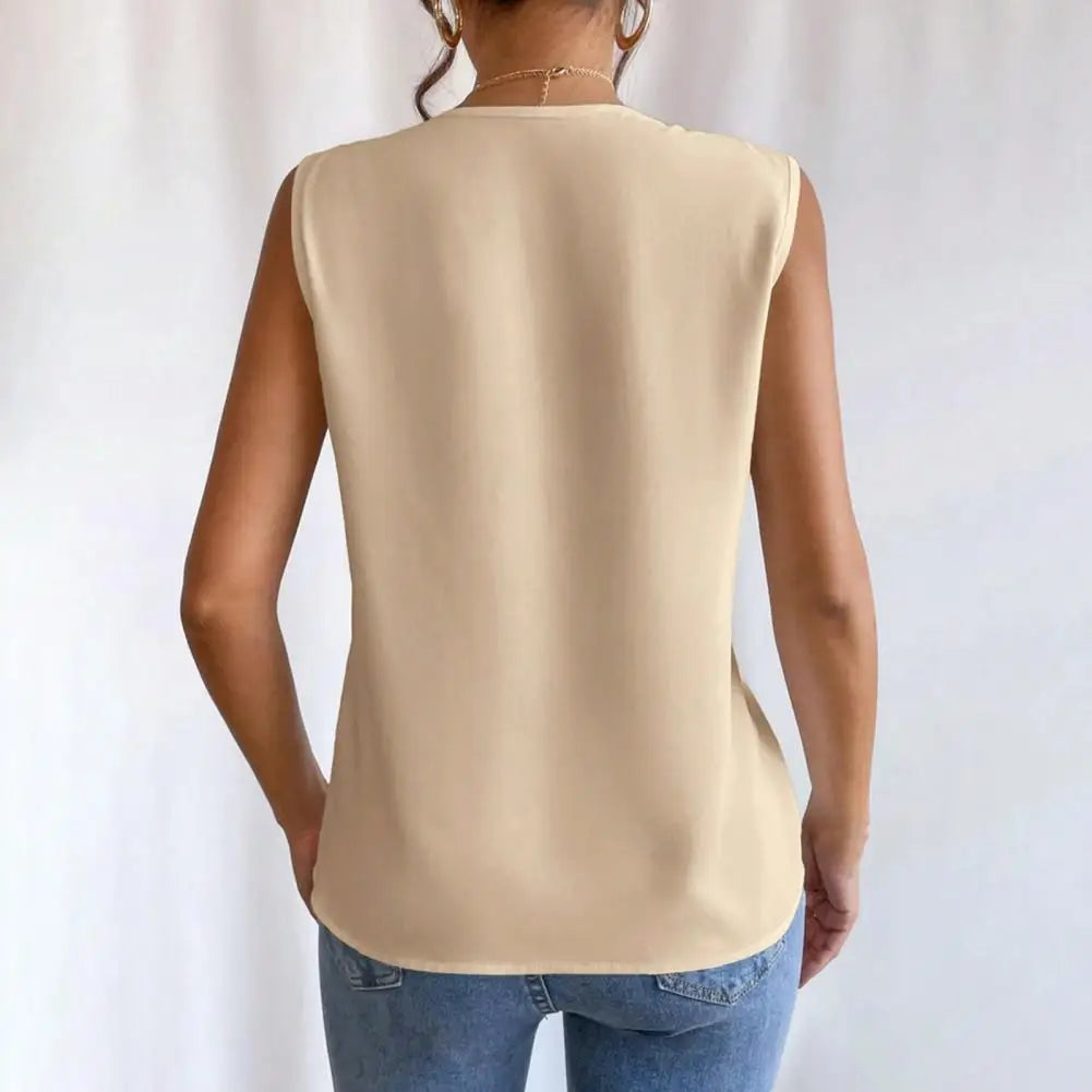 Beige V-Ausschnitt Bluse - Sophie