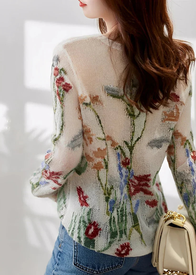 Gisselle strickpullover mit blumenmuster – damen