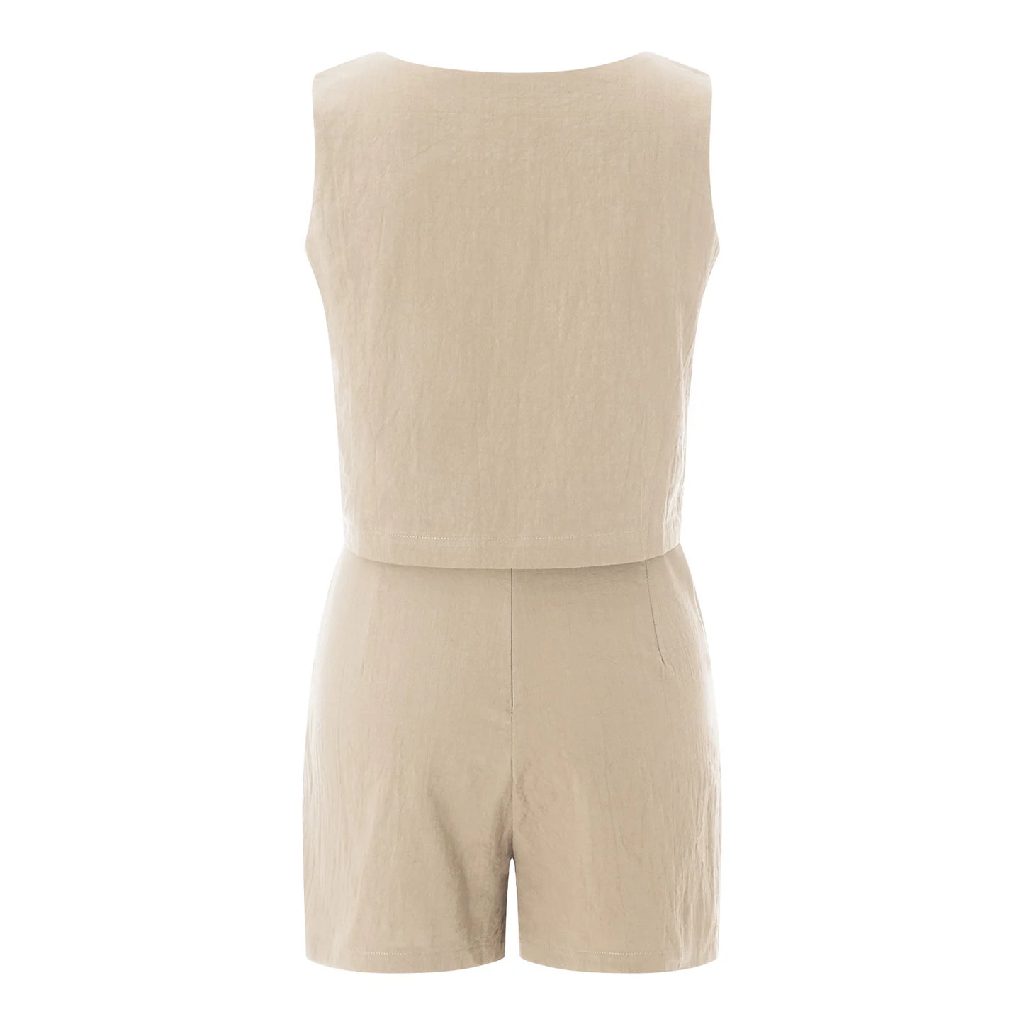 Lara - Beiges Leinen-Top mit Shorts