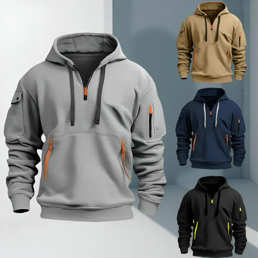 Herren-hoodie mit halbem reißverschluss – herren