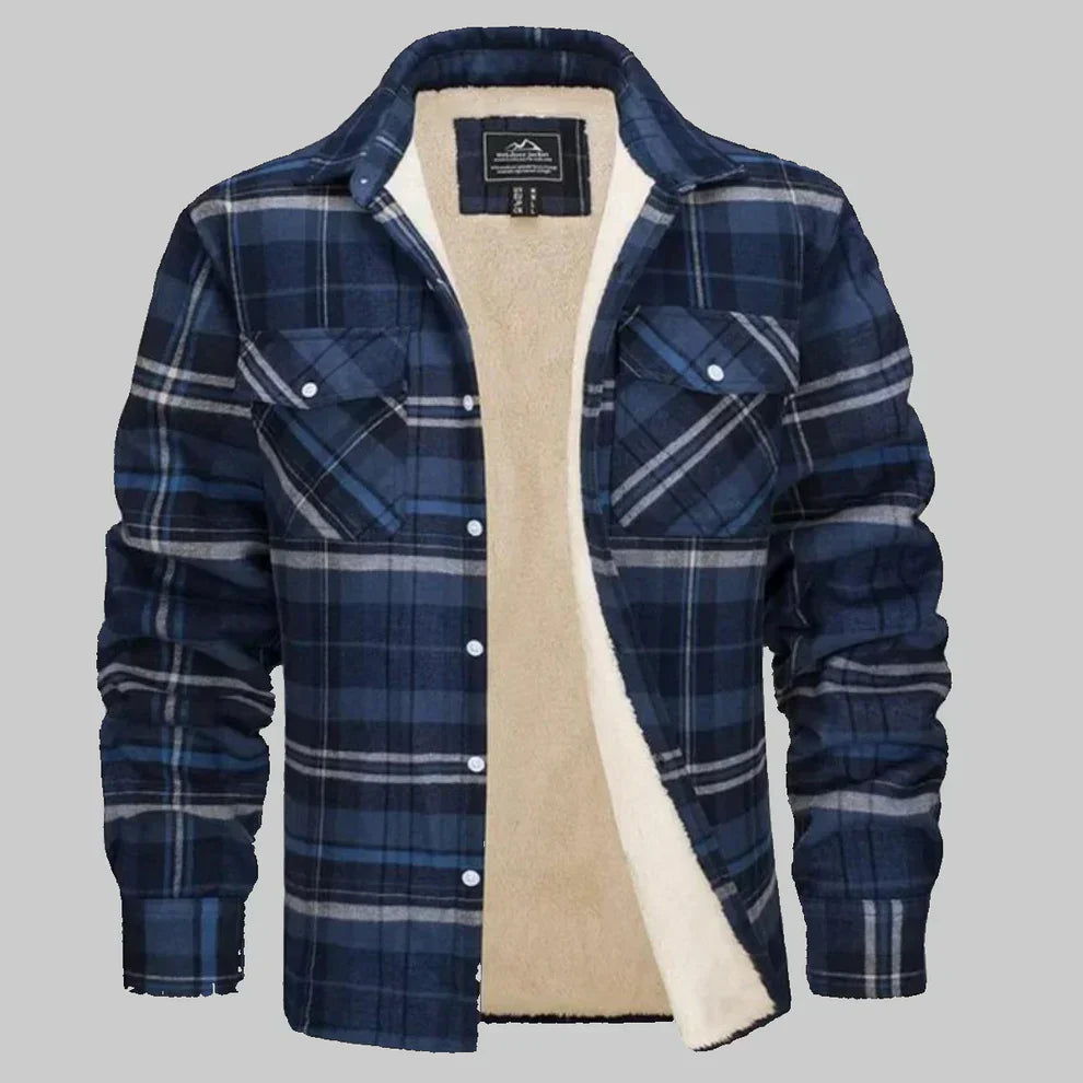 Herren-winterjacke mit fleecefutter und karomuster – herren