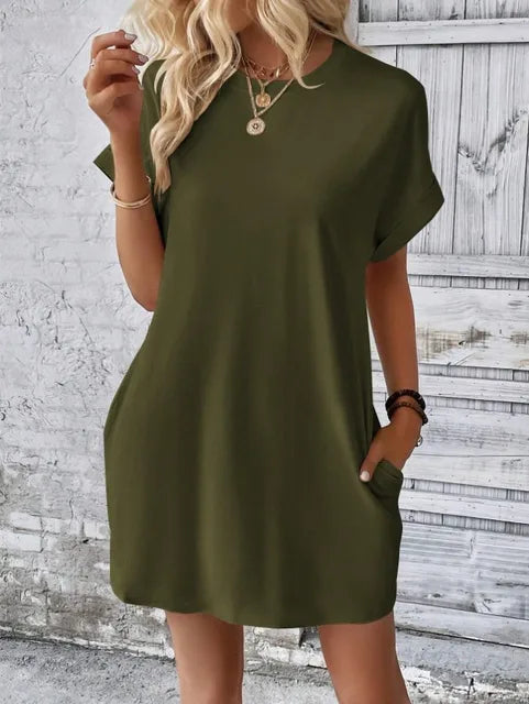 Grünes T-Shirt-Kleid - Selina