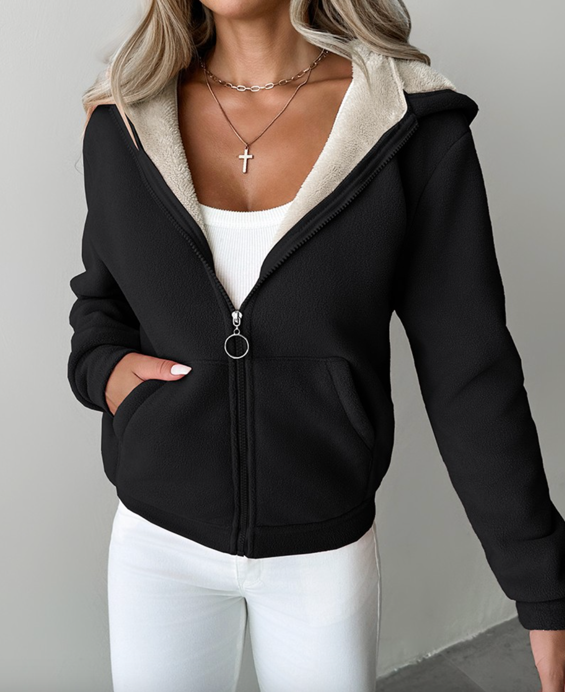 Hoodie mit Reißverschluss und Fleece-Futter