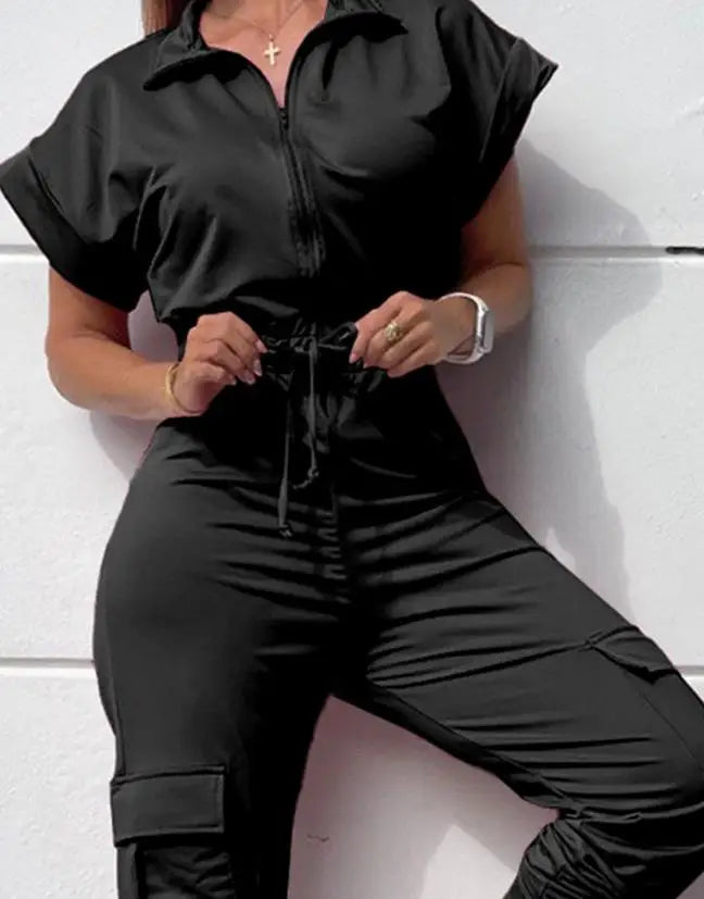 Lena - Grüner Taillierter Jumpsuit