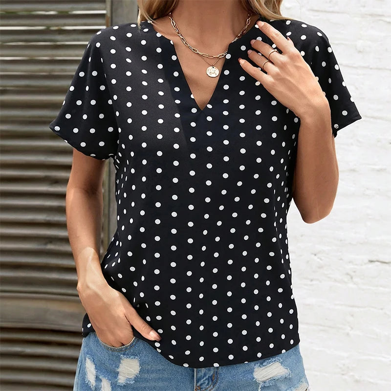 Klara - Schwarzes Polka-Dot-Blusentop