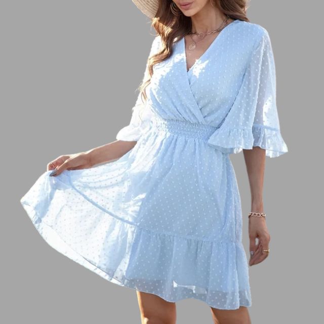 Amelie - Burgunder Glockenärmel Kleid