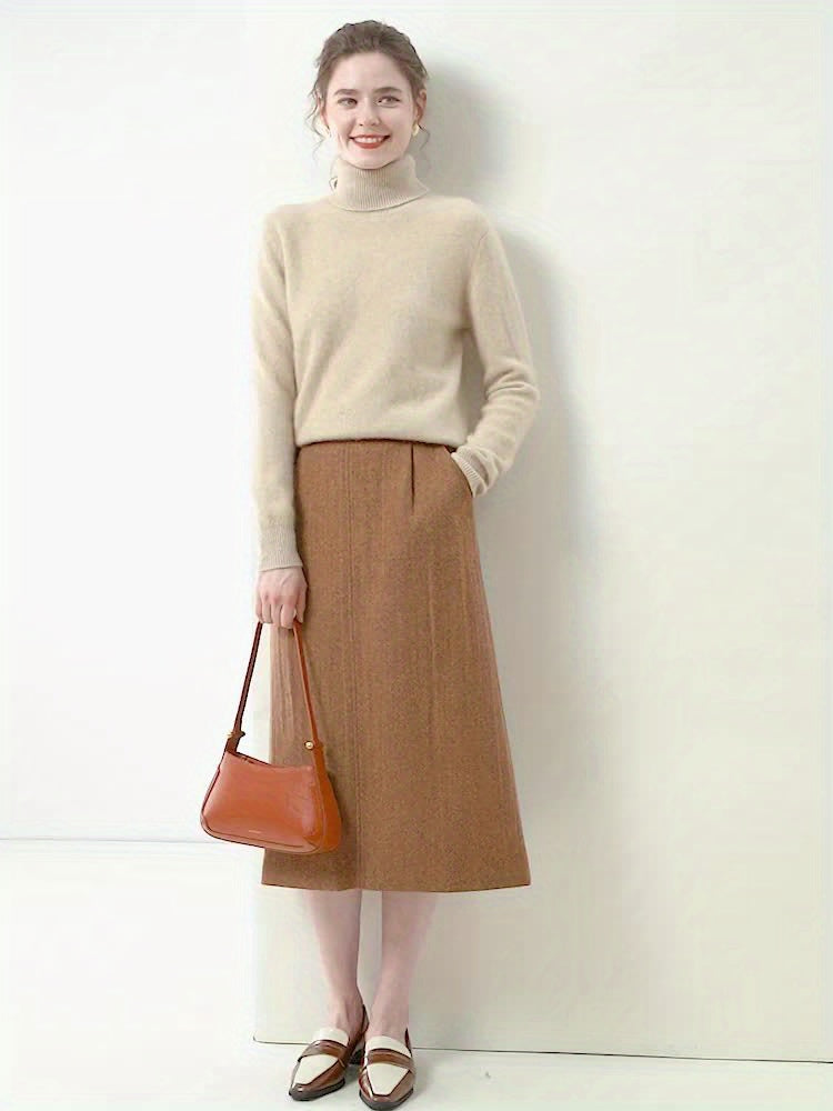 Kamelbrauner Rollkragenpullover - Emilia