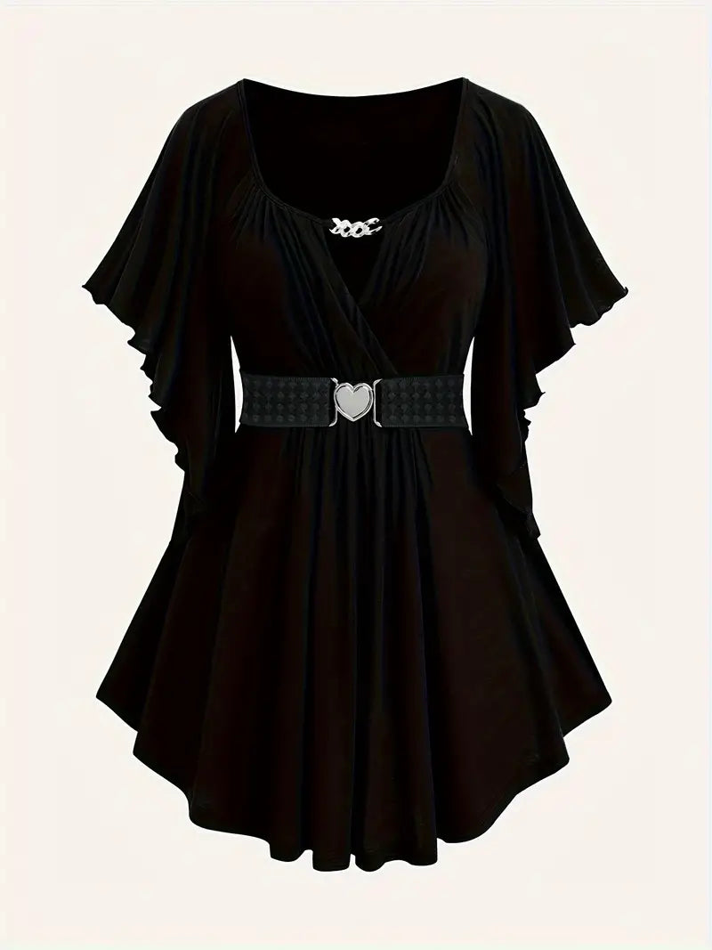 Herz-Akzent Ruched Plus Size Top - Emma