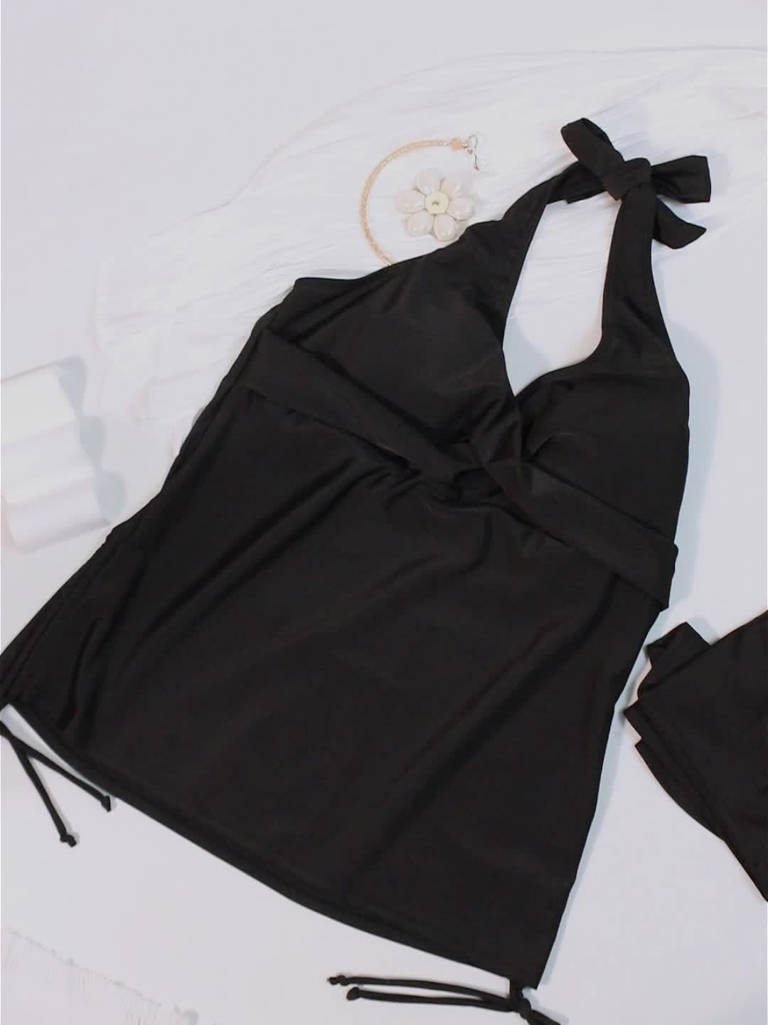 Eleganter Twist Tankini in Schwarz - Sophie