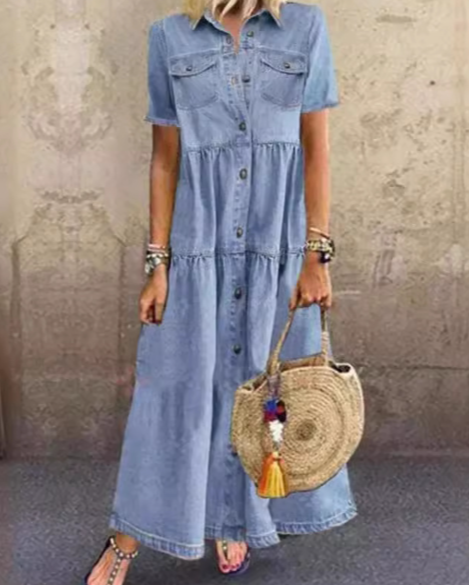 Blaues Jeanskleid mit Gürtel - Anna