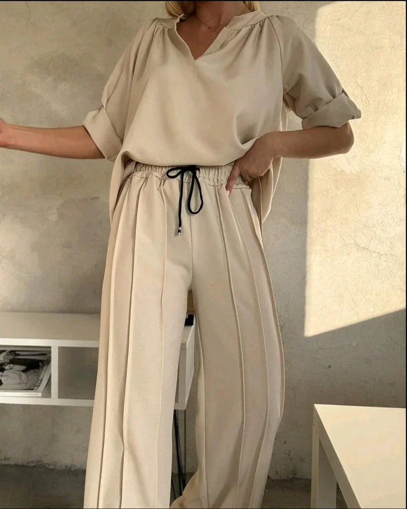 Zoe Elegantes Schwarz-Beiges Set