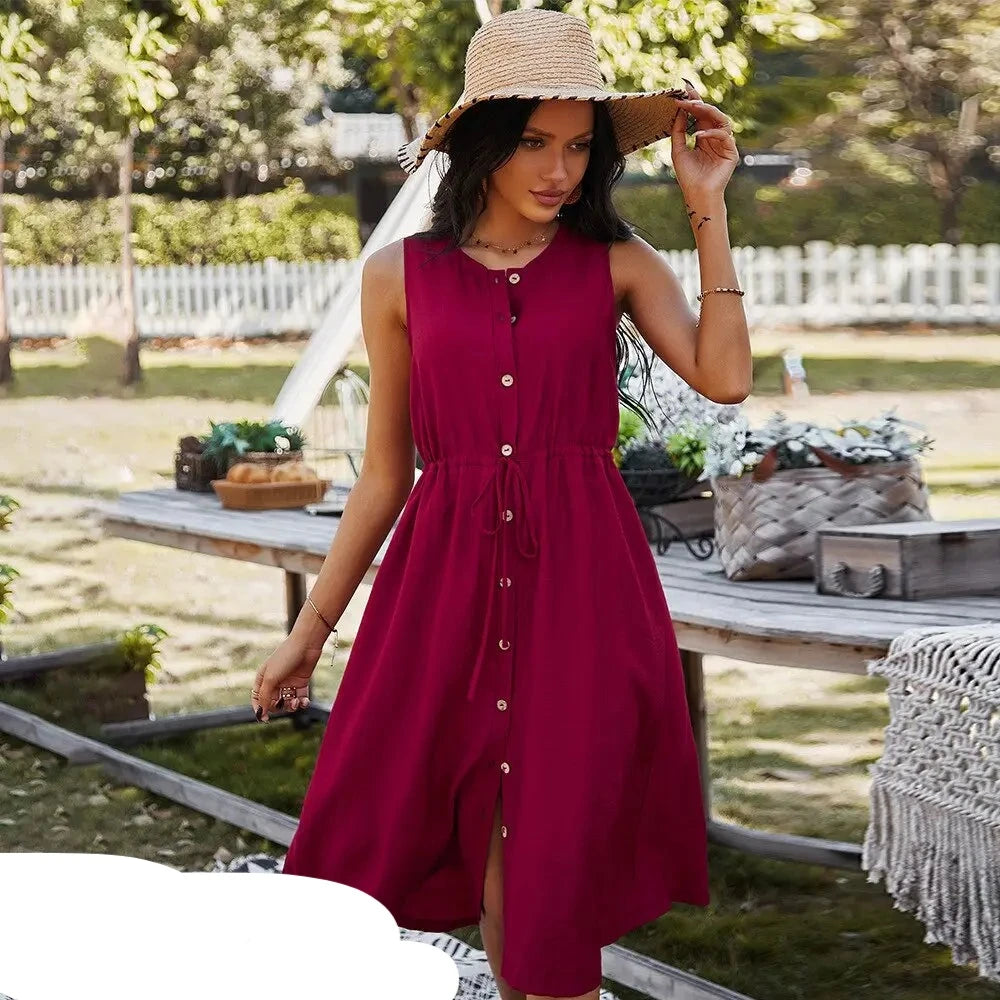 Fliederfarbenes Knopfkleid - Lena