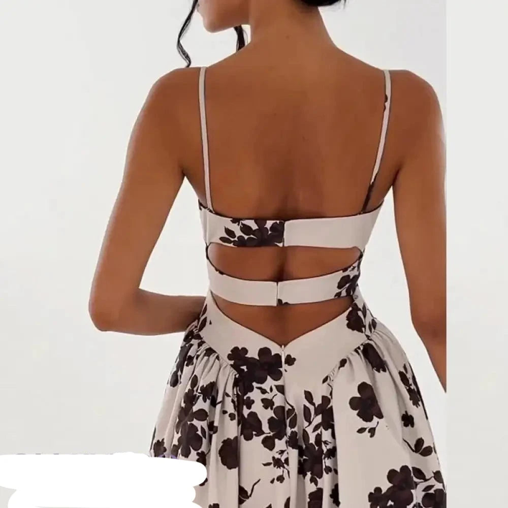 Braunes Blumenmuster Kleid - Helene