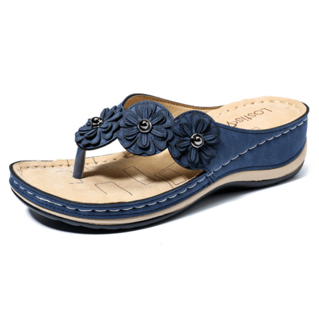 Blumen-Verzierte Flach-Sandalen | Bequem & Stilvoll