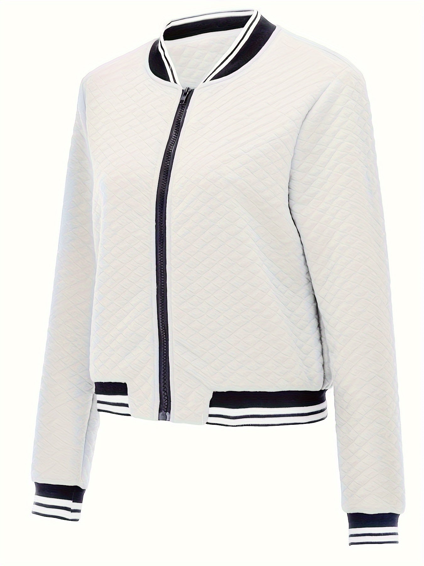 Modische Bomberjacke mit Kontrastbesatz und Reißverschluss