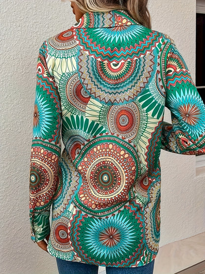 Bunte Geometrische Print-Bluse mit Krawattenfront - Zara