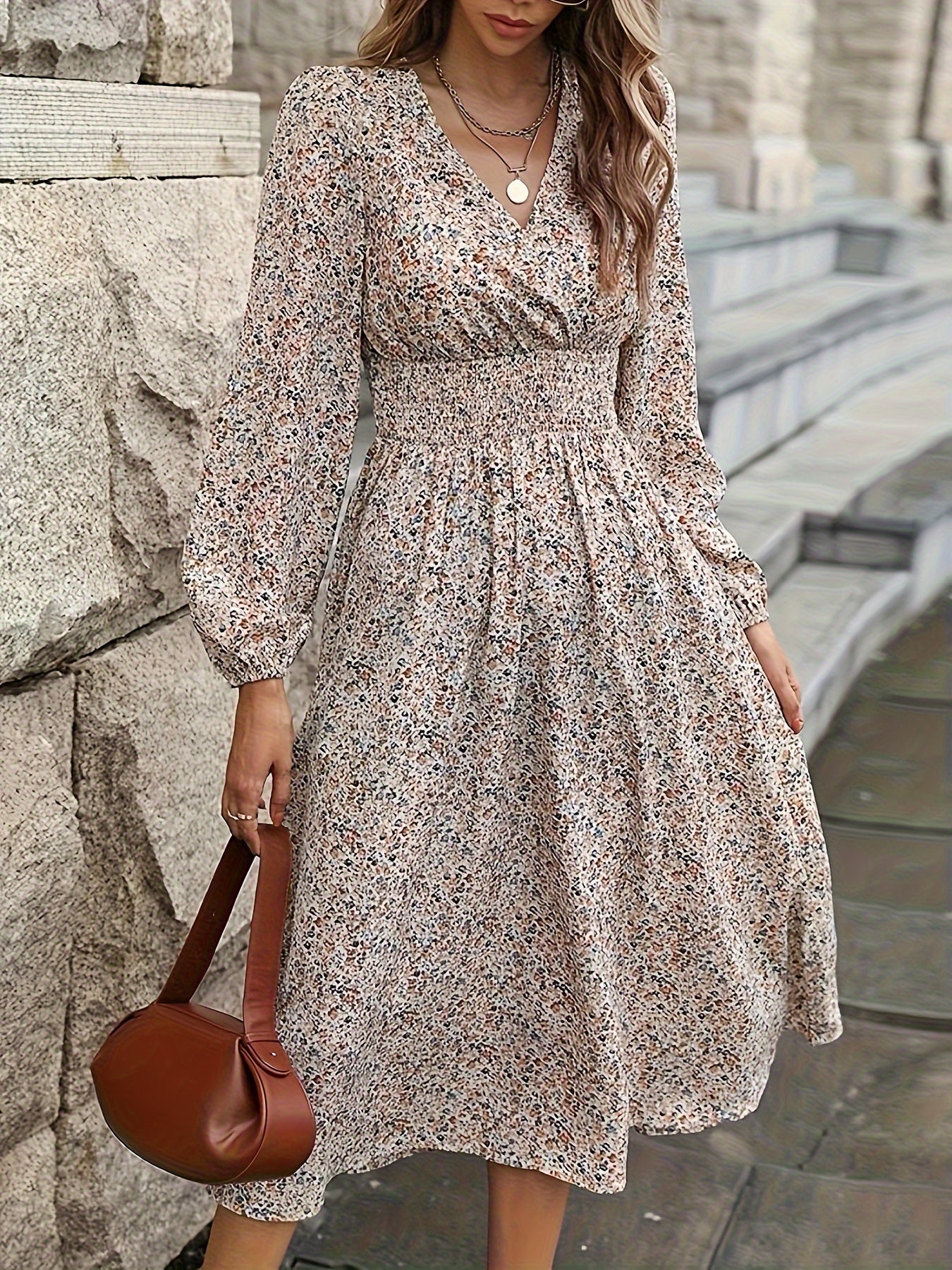 Blumenkleid Beige - Isabella