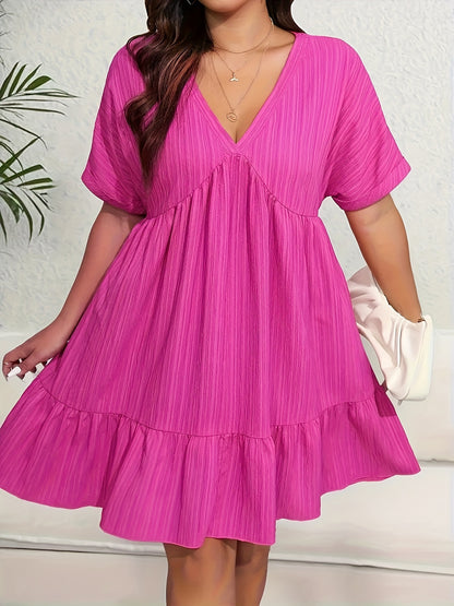 Fuchsiafarbenes Plissee-Kleid- Lena