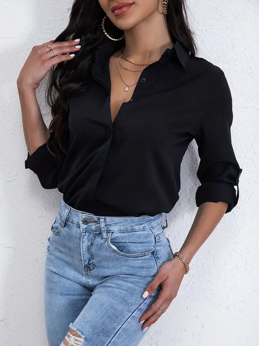 Schwarze Langarm Bluse - Emilia