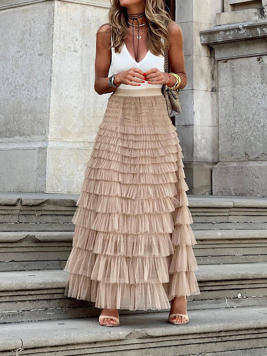 Beige Lagenrock Acetat - Maria