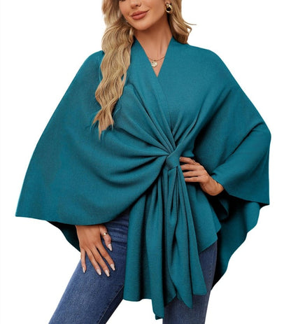 Eleganter Wickelponcho Ivory Weiß - Clara
