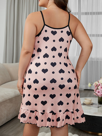 Nachthemd mit Herzmuster - Rosa