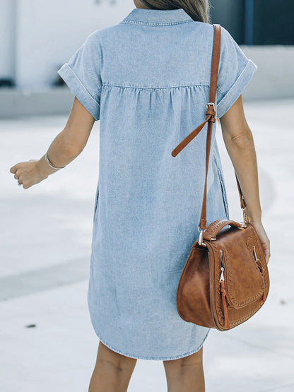 Casual Denim Hemdkleid - Knopfleiste & Lässiger Schnitt