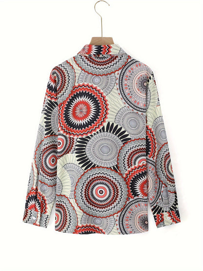 Bunte Geometrische Print-Bluse mit Krawattenfront - Zara