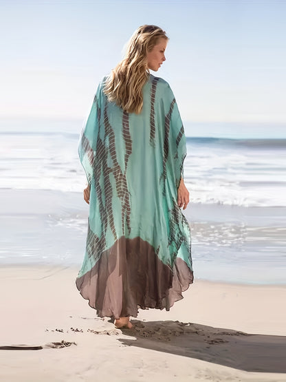 Grünes Boho Maxi-Kaftan Kleid - Ella