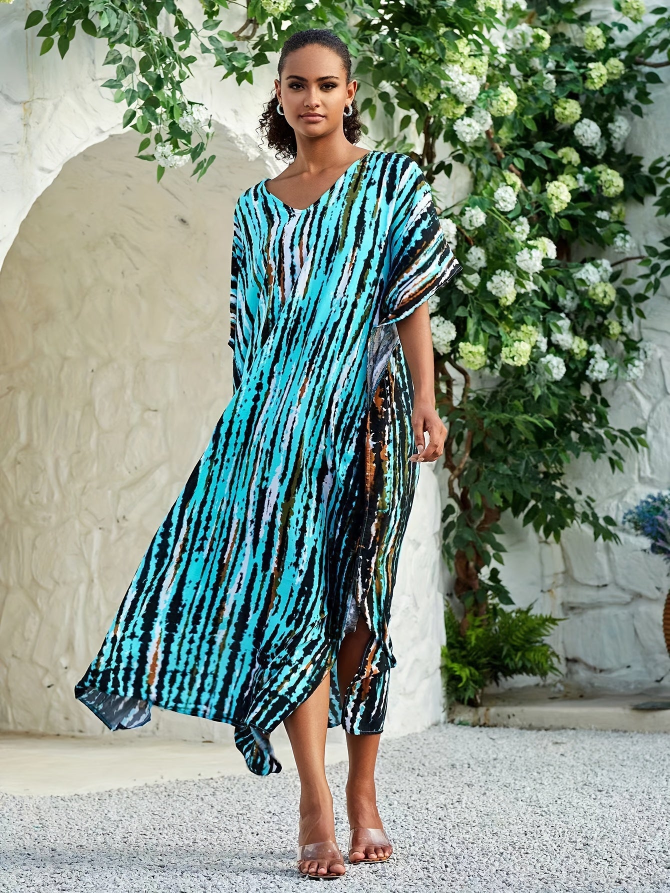 Blaues Maxi-Kaftan Kleid - Sofia