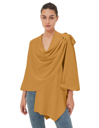 Schwarzer Poncho Pullover mit Überkreuz-Front - Eleganza