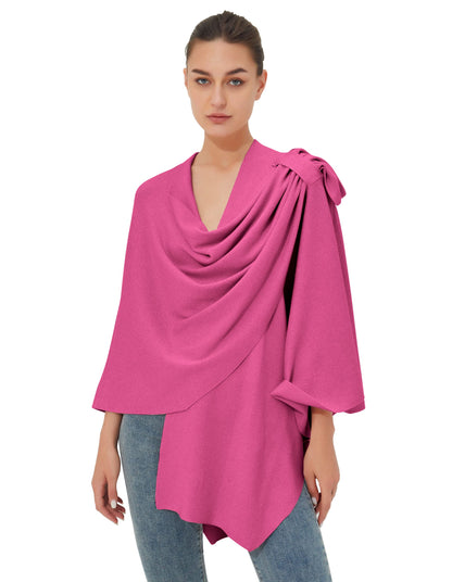 Schwarzer Poncho Pullover mit Überkreuz-Front - Eleganza