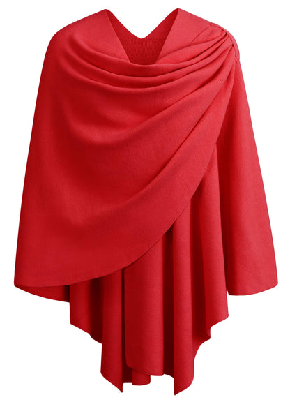 Schwarzer Poncho Pullover mit Überkreuz-Front - Eleganza
