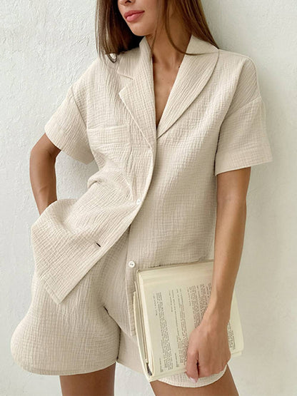 Set in Beige mit kurzer Hose - Lena