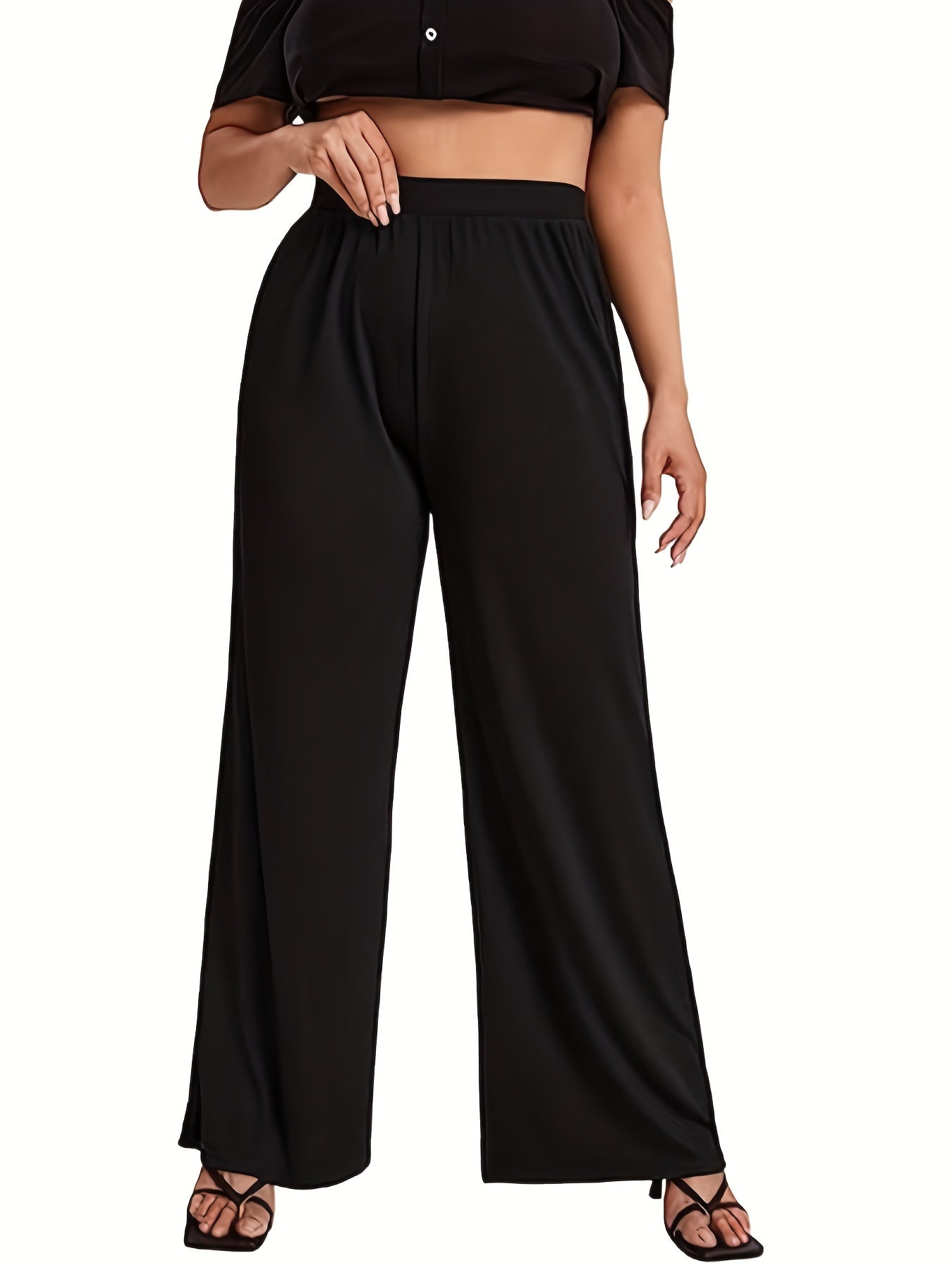 Schwarze Elegante Weite-Hose - Plus Size - Lara
