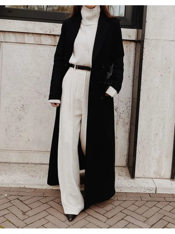 Muriel - schwarzer lässiger wintermantel