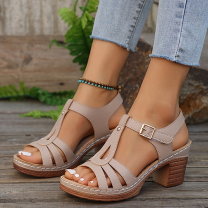 Braune Damen Sandalen mit Absatz - Sofia