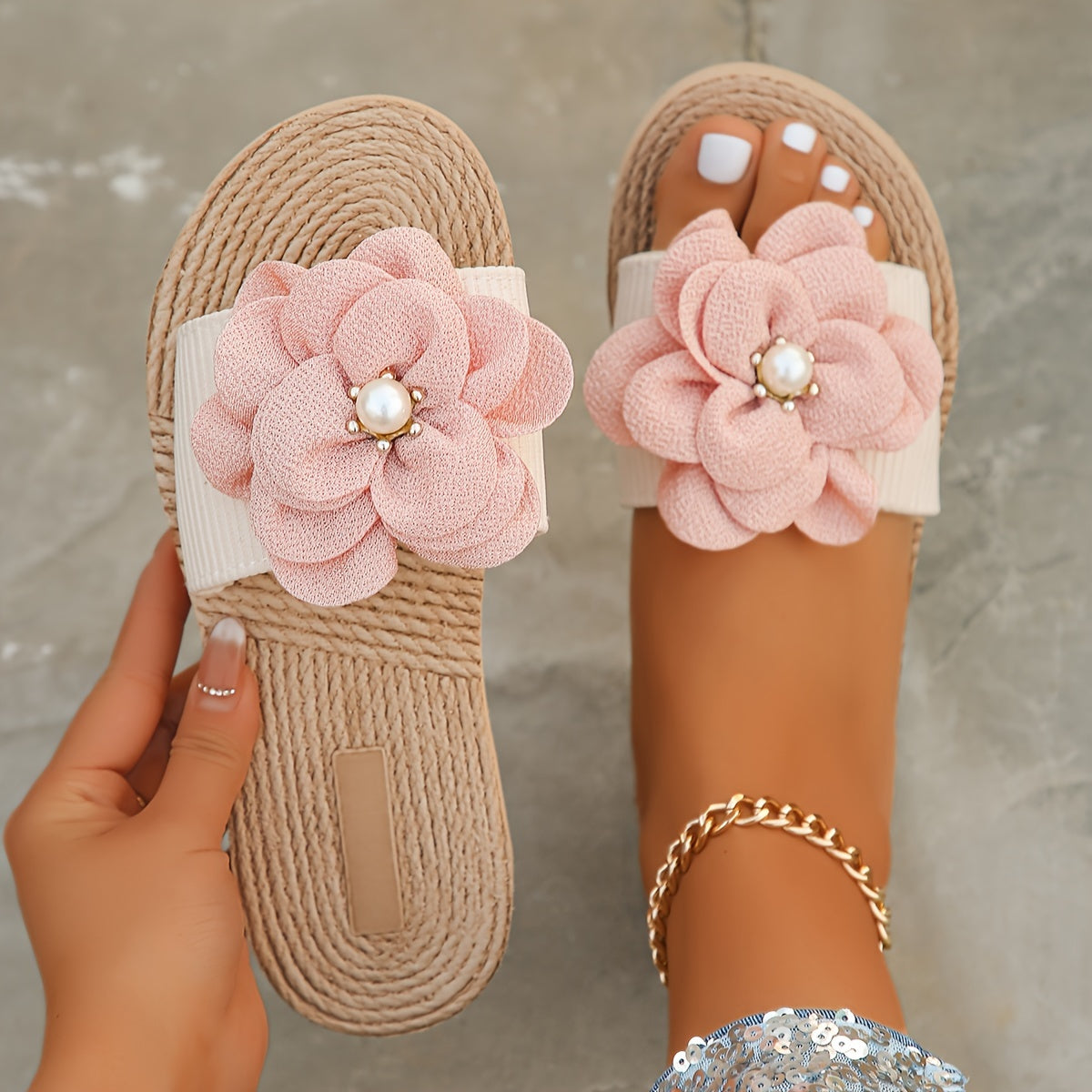 Beige Slipper Schleife - Emily