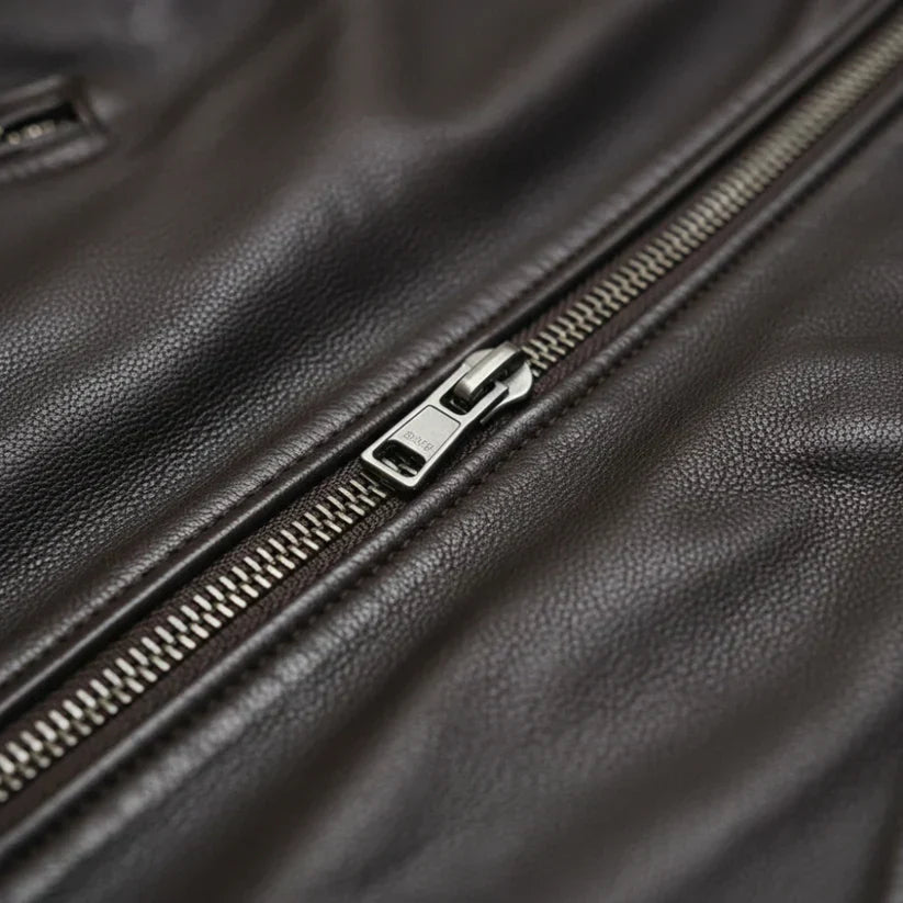 Oskar – slim fit lederjacke mit stehkragen und zipper