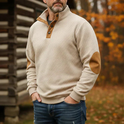 Rune – lässigess weatshirt mit stehkragen und ellenbogenpatches