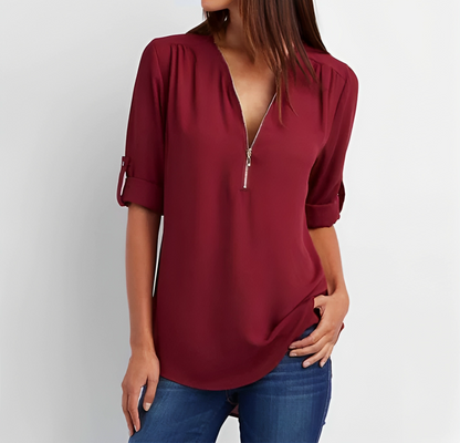 Blaues Reißverschlusshemd - Nina